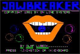 Title screen of Jaw Breaker on the Apple II.