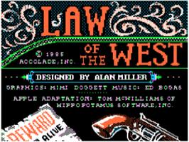 Title screen of Law of the West on the Apple II.
