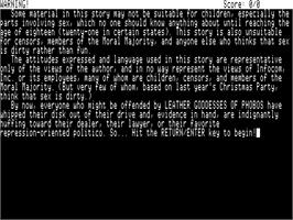Title screen of Leather Goddesses of Phobos on the Apple II.