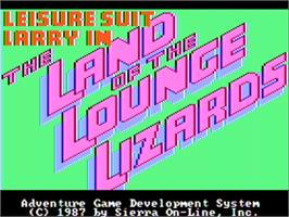 Title screen of Leisure Suit Larry in the Land of the Lounge Lizards on the Apple II.