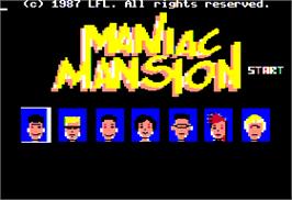 Title screen of Maniac Mansion on the Apple II.