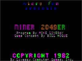Title screen of Miner 2049er on the Apple II.