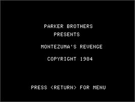 Title screen of Montezuma's Revenge on the Apple II.