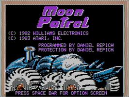 Title screen of Moon Patrol on the Apple II.