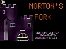 Title screen of Morton's Fork on the Apple II.