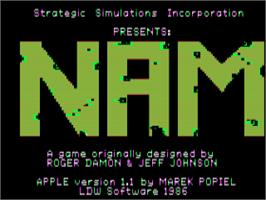 Title screen of Nam on the Apple II.