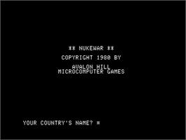Title screen of Nukewar on the Apple II.