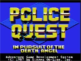 Title screen of Police Quest: In Pursuit of the Death Angel on the Apple II.