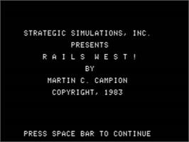 Title screen of Rails West! on the Apple II.