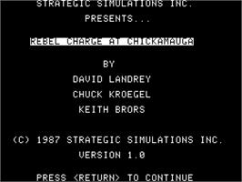 Title screen of Rebel Charge At Chickamauga on the Apple II.