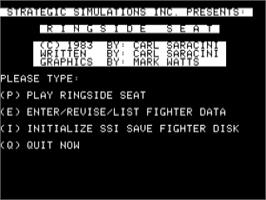 Title screen of Ringside Seat on the Apple II.