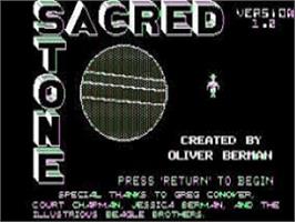 Title screen of Sacred Stone on the Apple II.