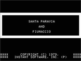 Title screen of Santa Paravia And Fiumaccio on the Apple II.