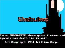 Title screen of Shadowkeep on the Apple II.
