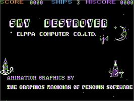 Title screen of Sky Destroyer on the Apple II.