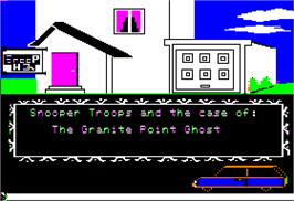 Title screen of Snooper Troops on the Apple II.