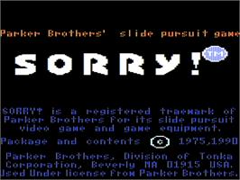 Title screen of Sorry! on the Apple II.