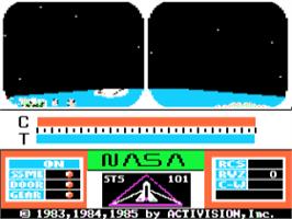 Title screen of Space Shuttle: A Journey into Space on the Apple II.