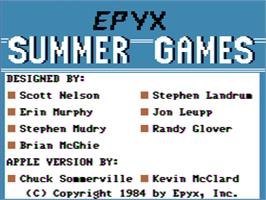 Title screen of Summer Games on the Apple II.