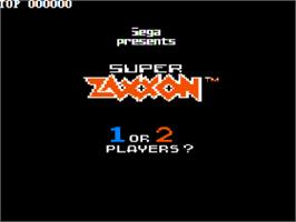 Title screen of Super Zaxxon on the Apple II.