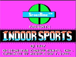 Title screen of Superstar Indoor Sports on the Apple II.
