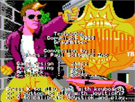 Title screen of Techno Cop on the Apple II.