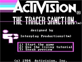 Title screen of Tracer Sanction on the Apple II.