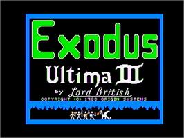 Title screen of Ultima 3 - Exodus on the Apple II.
