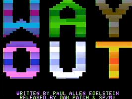 Title screen of Way Out on the Apple II.