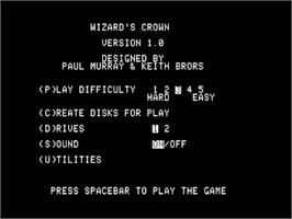 Title screen of Wizard's Crown on the Apple II.