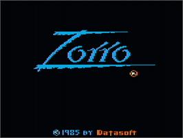 Title screen of Zorro on the Apple II.