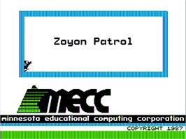 Title screen of Zoyon Patrol on the Apple II.