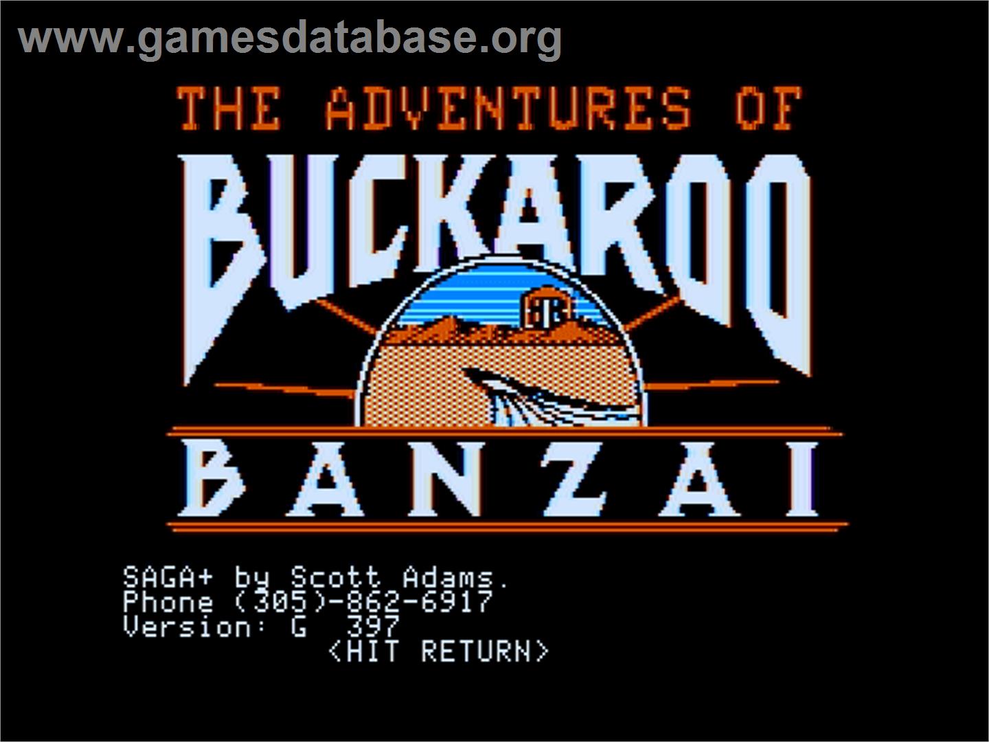 Adventures of Buckaroo Banzai, The - Across the 8th Dimension! - Apple II - Artwork - Title Screen