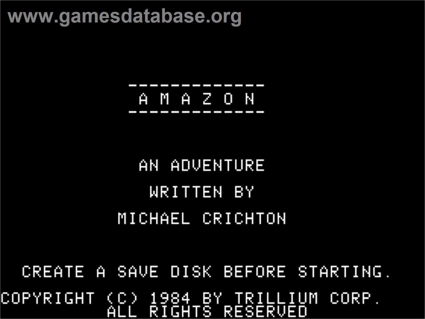 Amazon - Apple II - Artwork - Title Screen