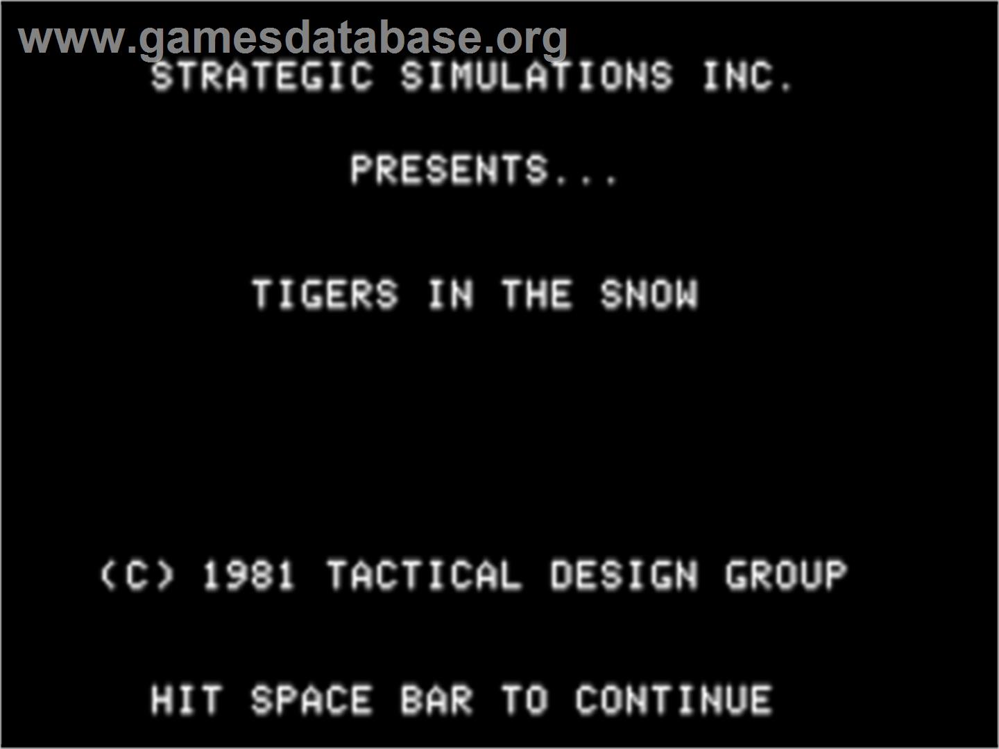 Battle Of The Bulge, The - Tigers In The Snow - Apple II - Artwork - Title Screen