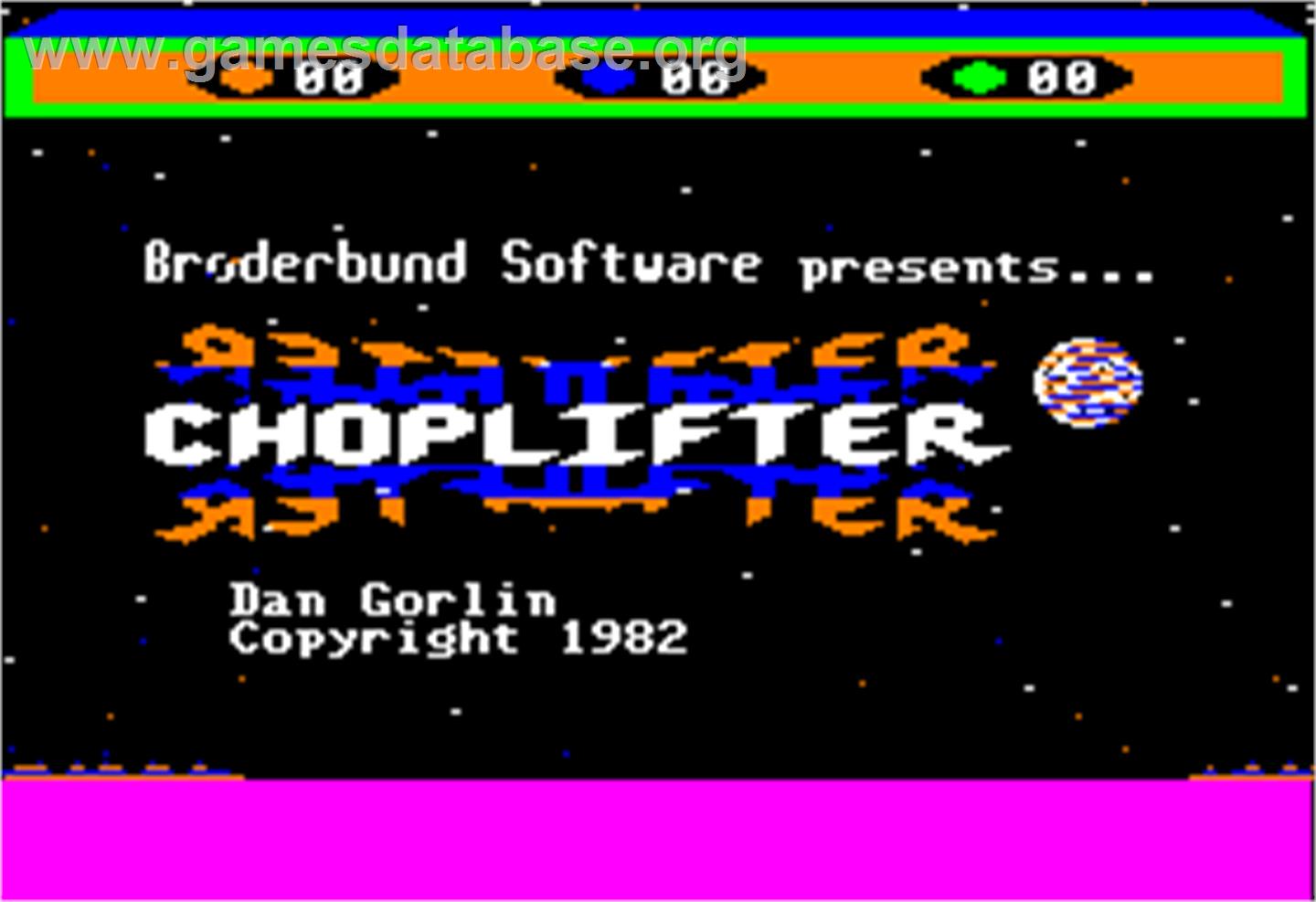 Choplifter - Apple II - Artwork - Title Screen