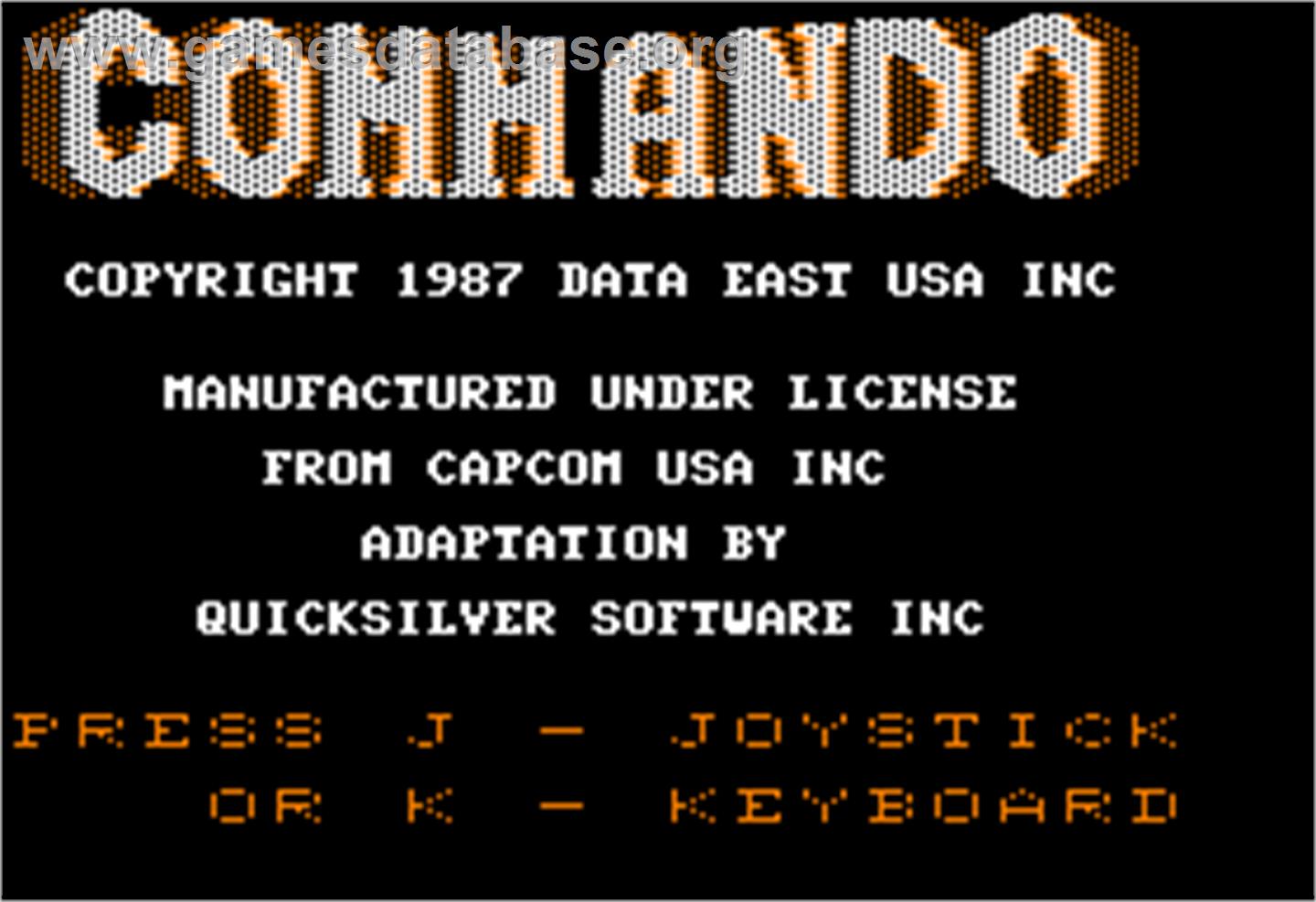 Commando - Apple II - Artwork - Title Screen