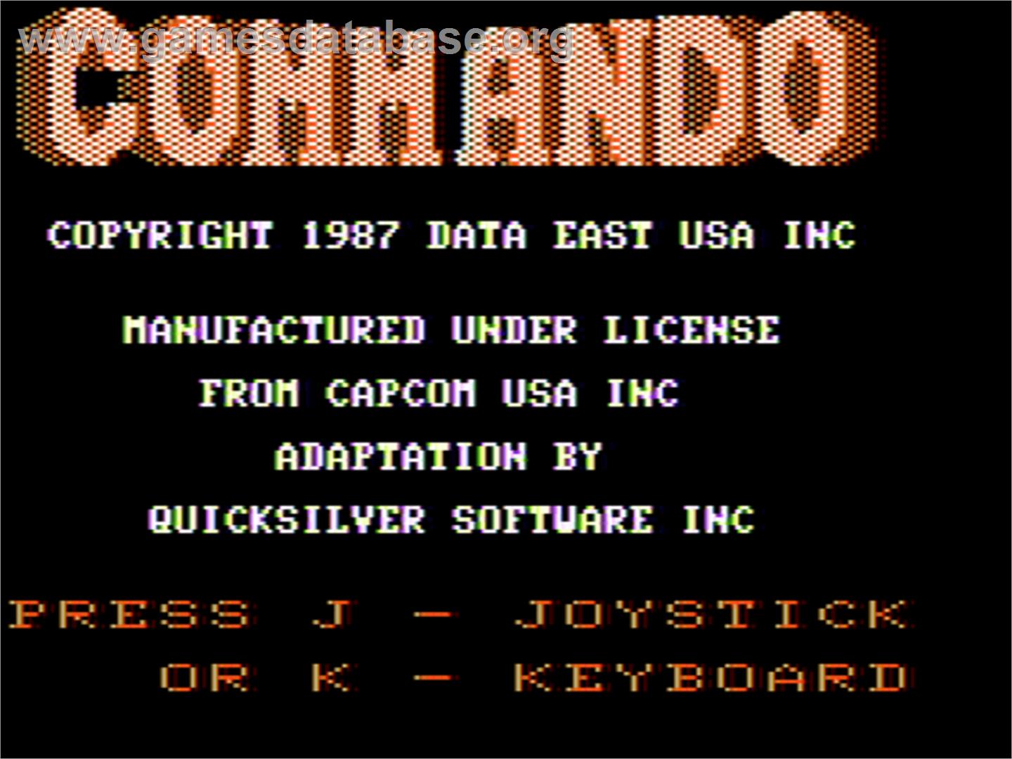 Commando - Apple II - Artwork - Title Screen