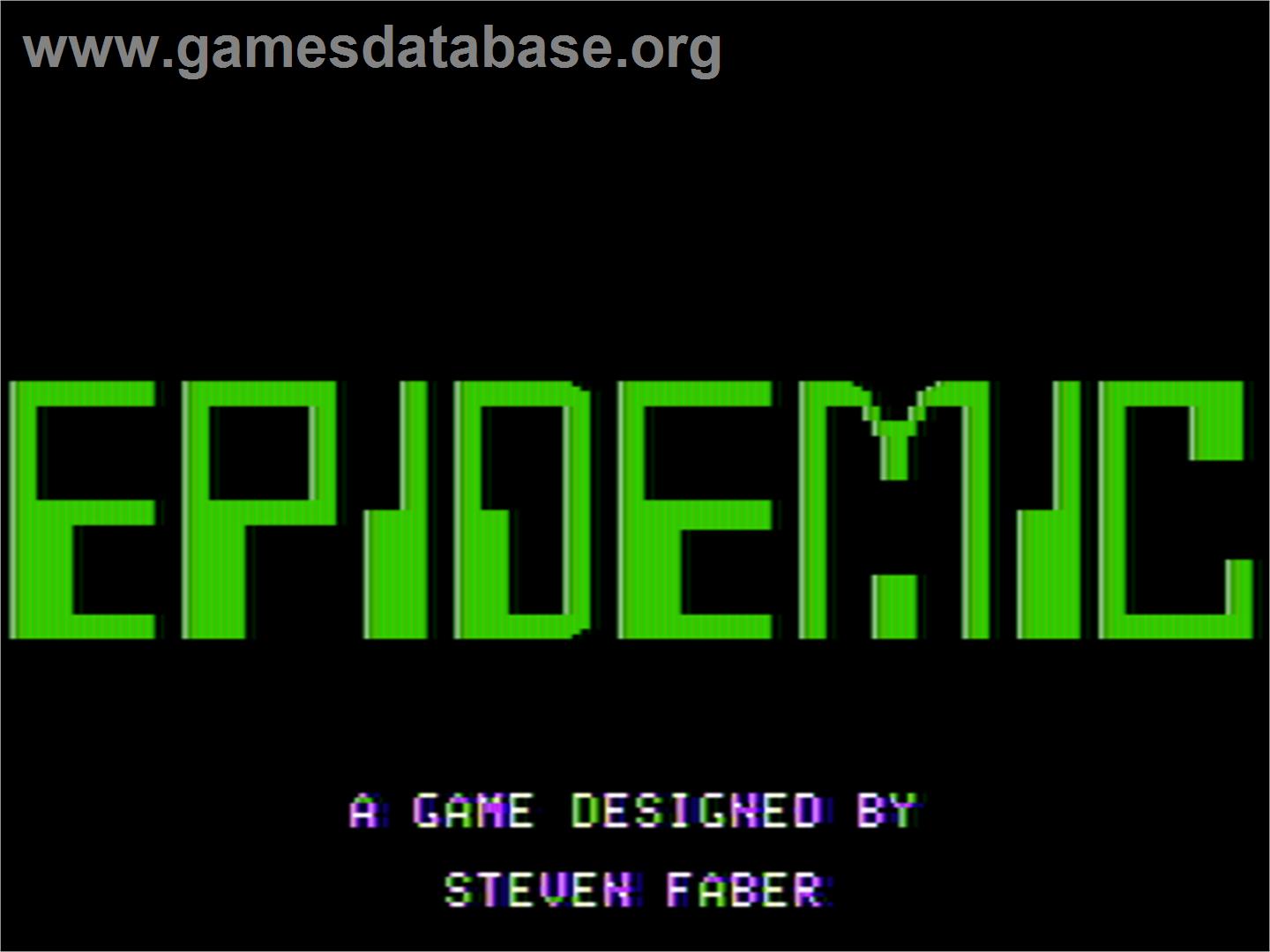 Epidemic - Apple II - Artwork - Title Screen
