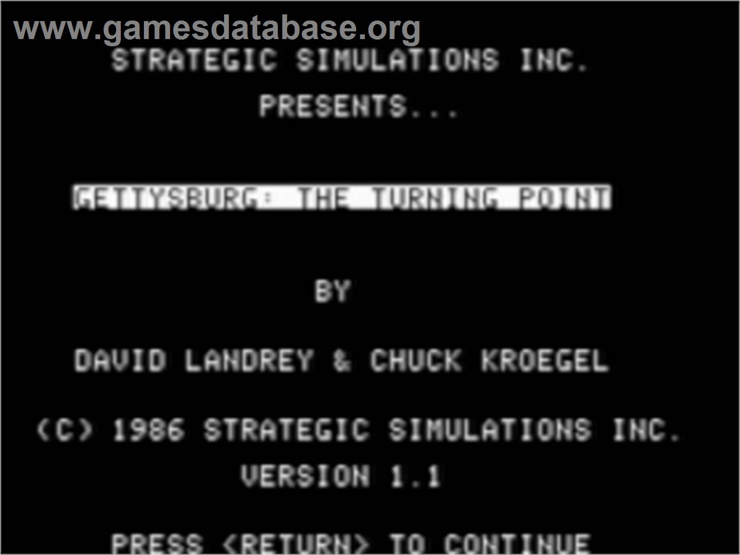 Gettysburg - The Turning Point - Apple II - Artwork - Title Screen