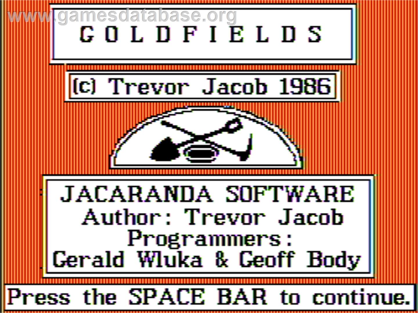 Goldfields - Apple II - Artwork - Title Screen
