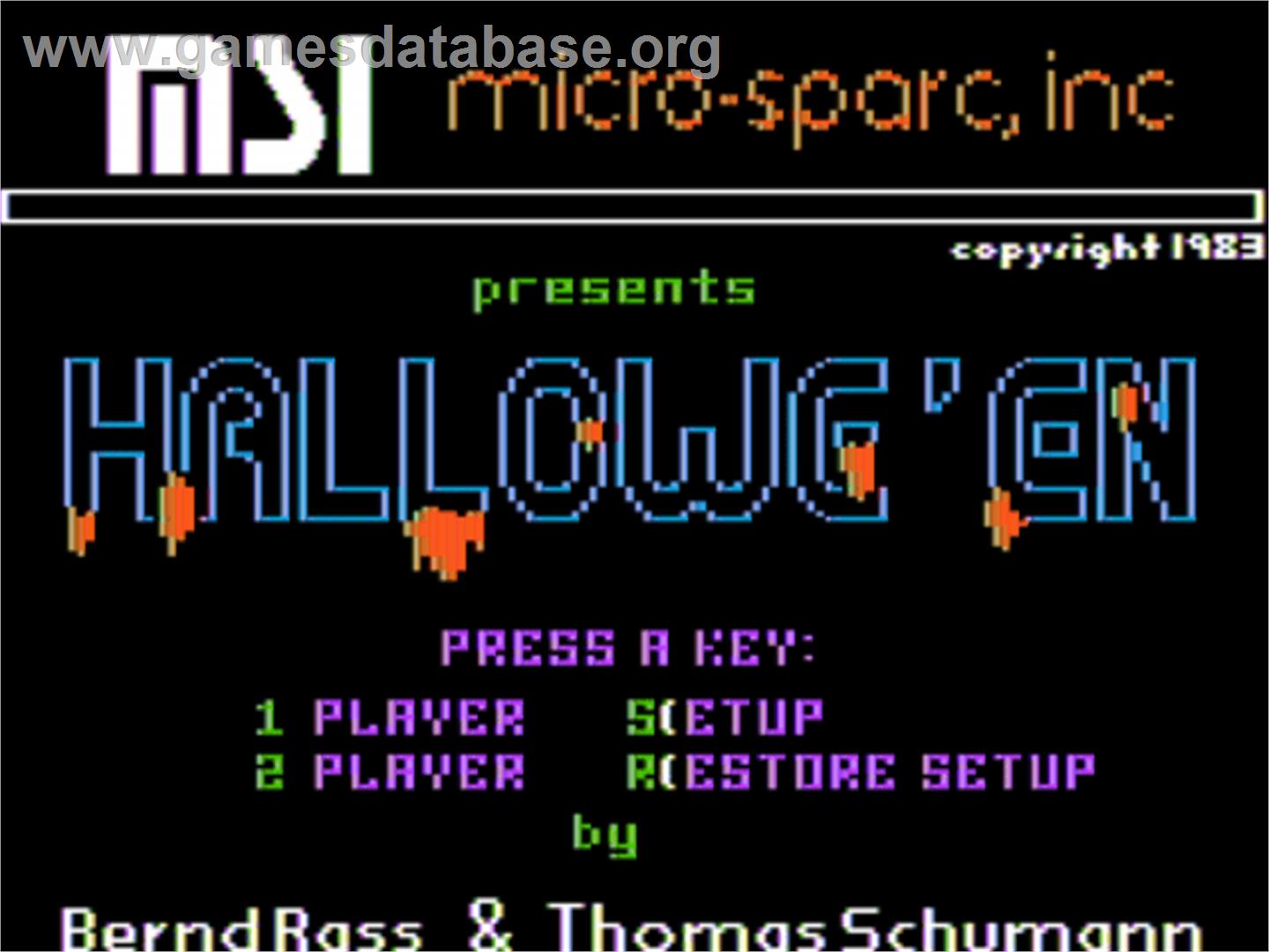 Hallowe'en - Apple II - Artwork - Title Screen