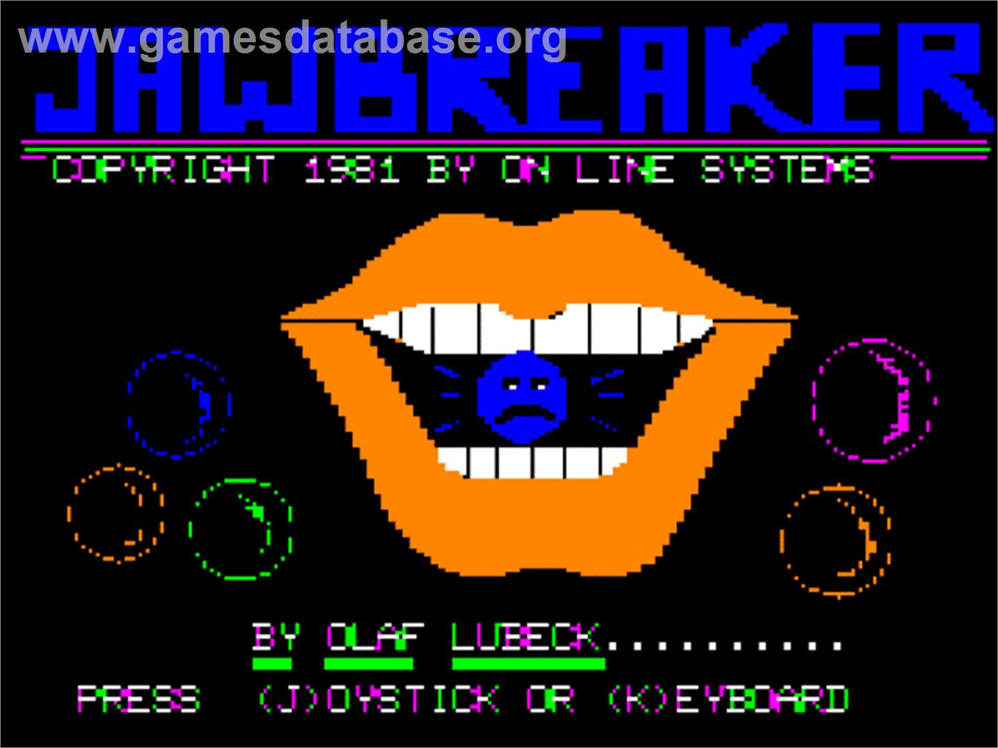 Jawbreaker - Apple II - Artwork - Title Screen