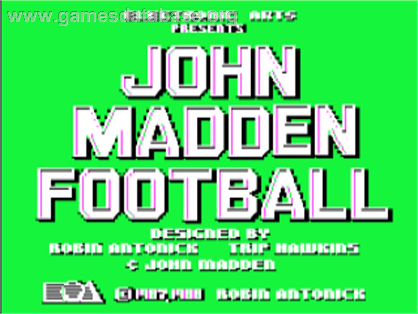 John Madden Football - Apple II - Artwork - Title Screen