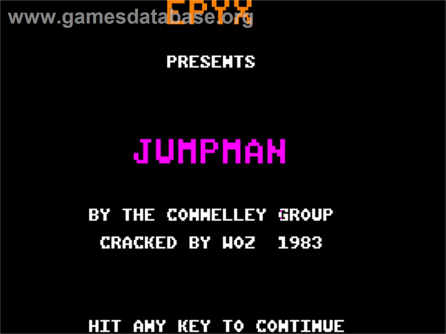 Jumpster - Apple II - Artwork - Title Screen