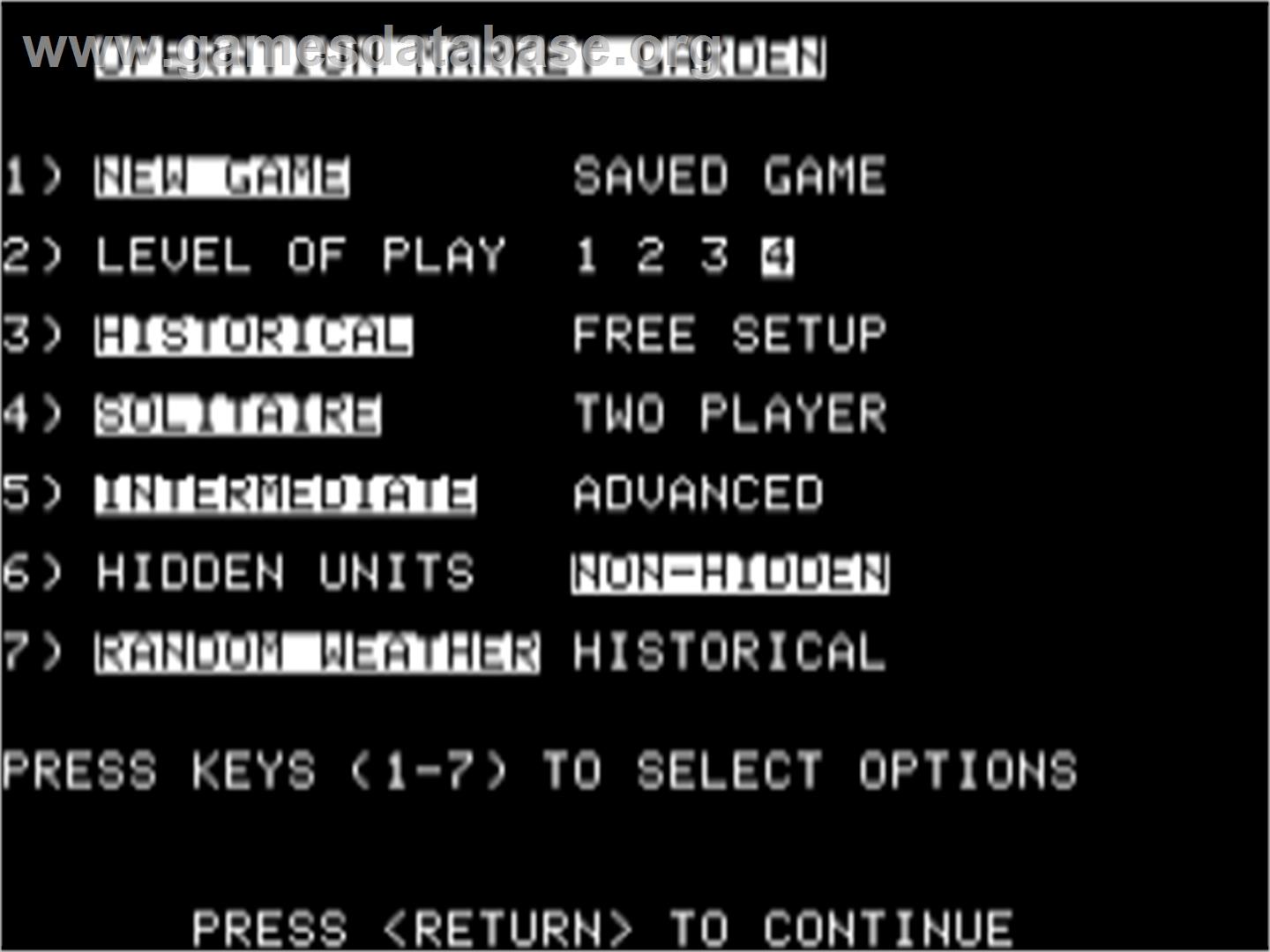 Operation Market Garden: Drive on Arnhem, September 1944 - Apple II - Artwork - Title Screen