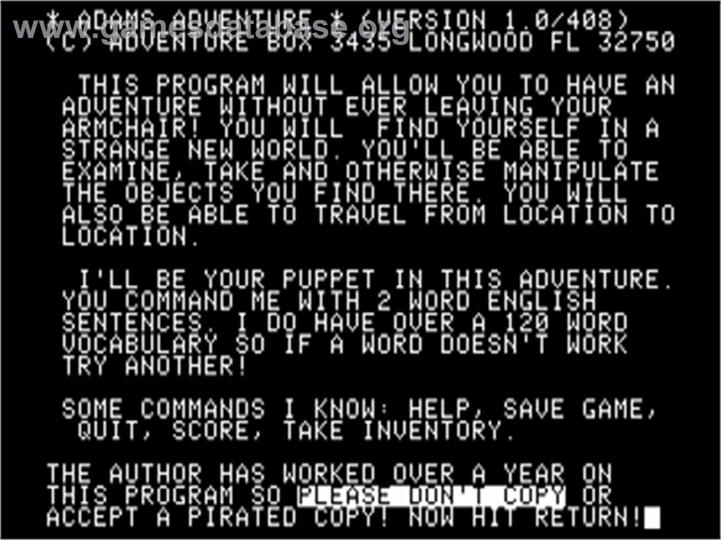 Pirate Adventure - Apple II - Artwork - Title Screen