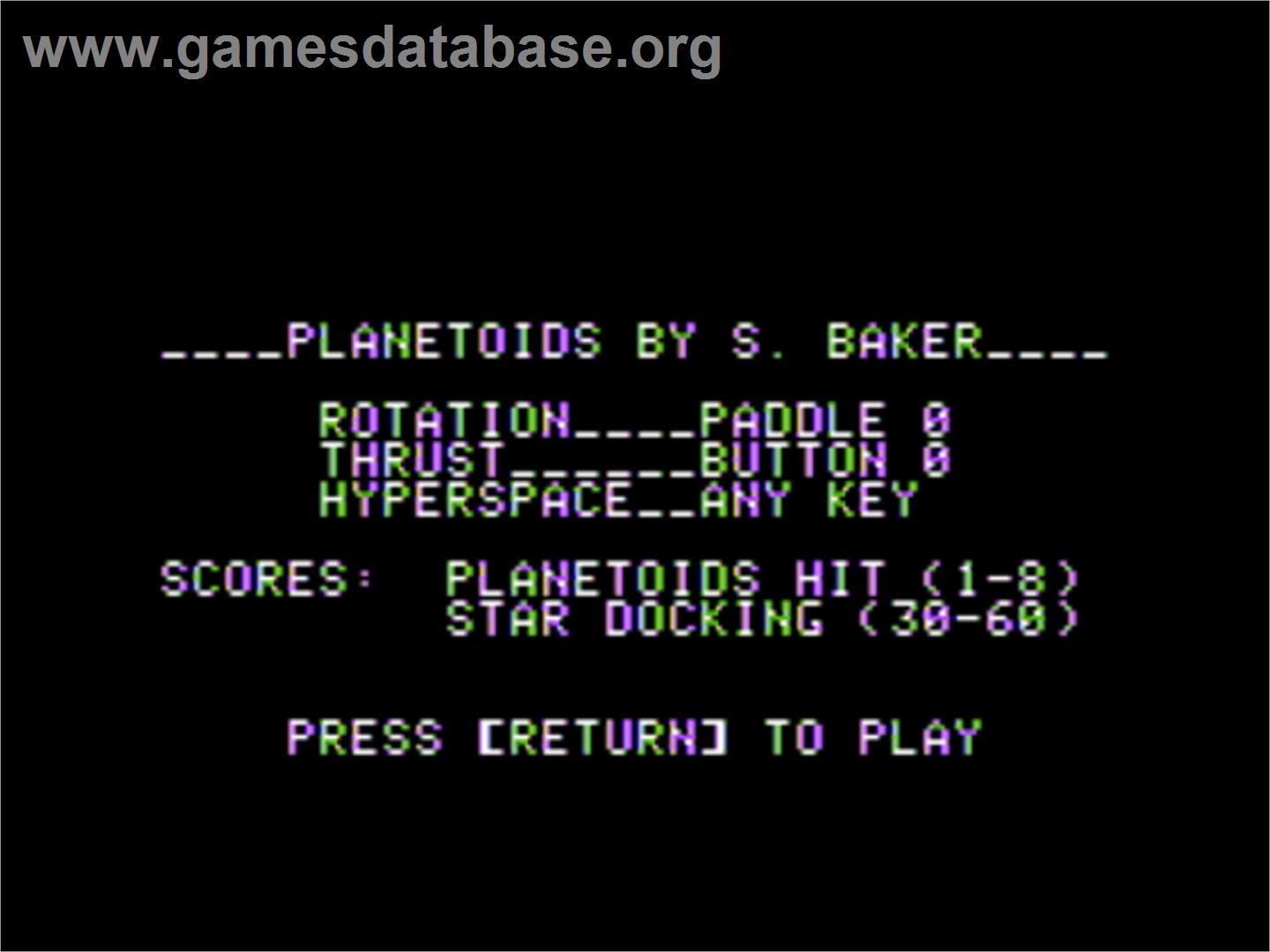 Planetoids - Apple II - Artwork - Title Screen