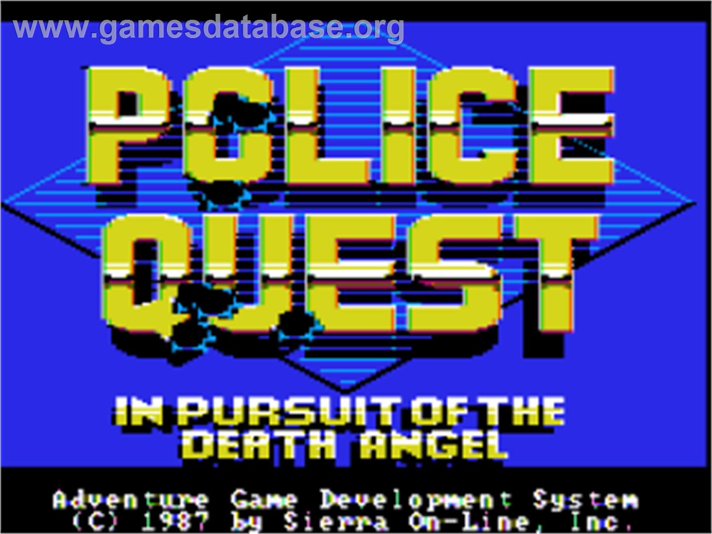 Police Quest: In Pursuit of the Death Angel - Apple II - Artwork - Title Screen