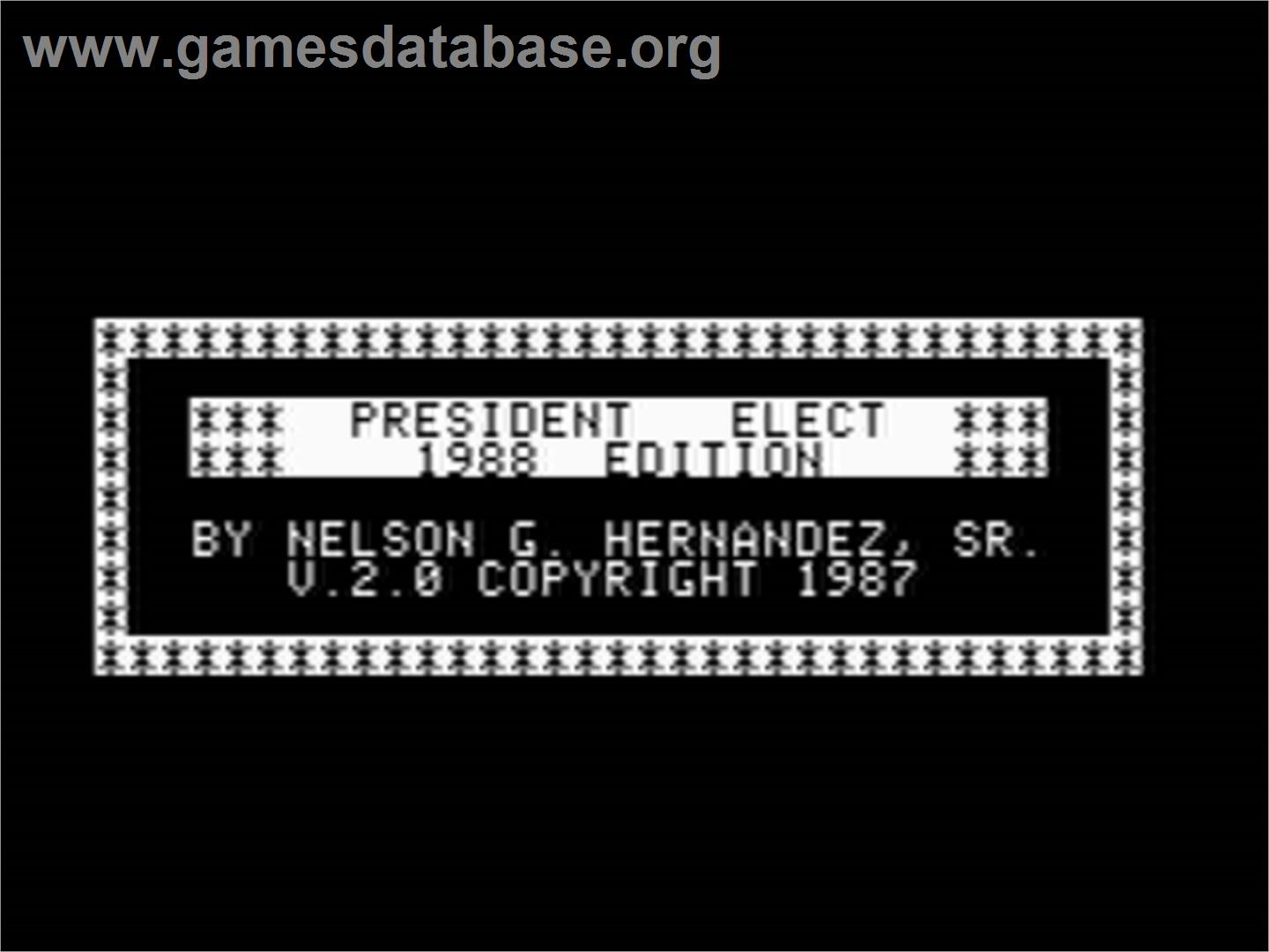 President Elect: 1988 Edition - Apple II - Artwork - Title Screen